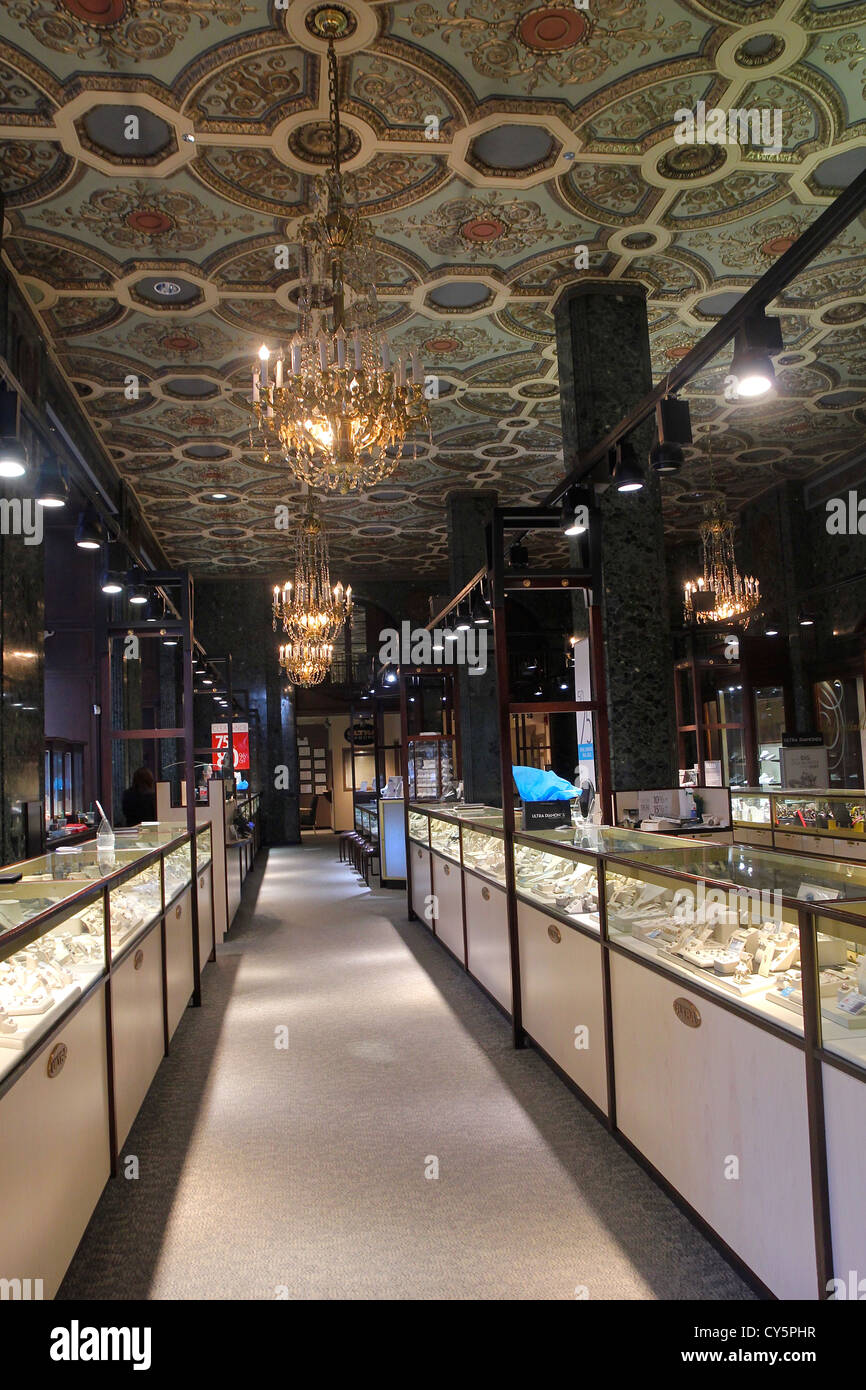 A jewelry store with an ornate ceiling, Chicago, Illinois Stock Photo