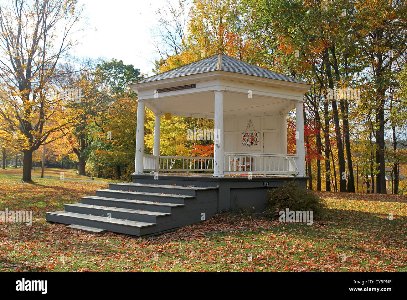 Bandstand in the town common, Brattleboro, Vermont Stock Photo
