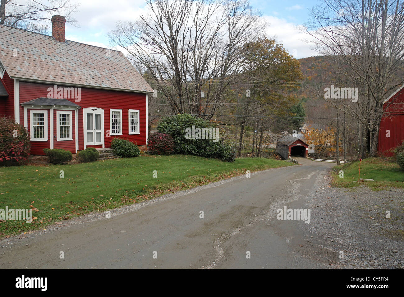 Road through the small village of Green River, Vermont Stock Photo Alamy