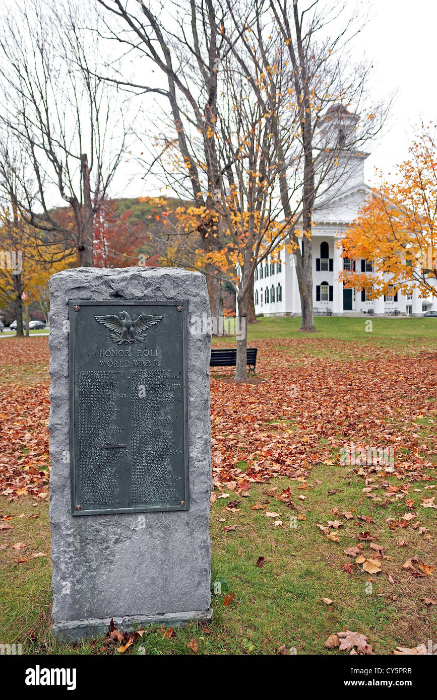 World War II Honor Roll, town common, Newfane, Vermont Stock Photo Alamy