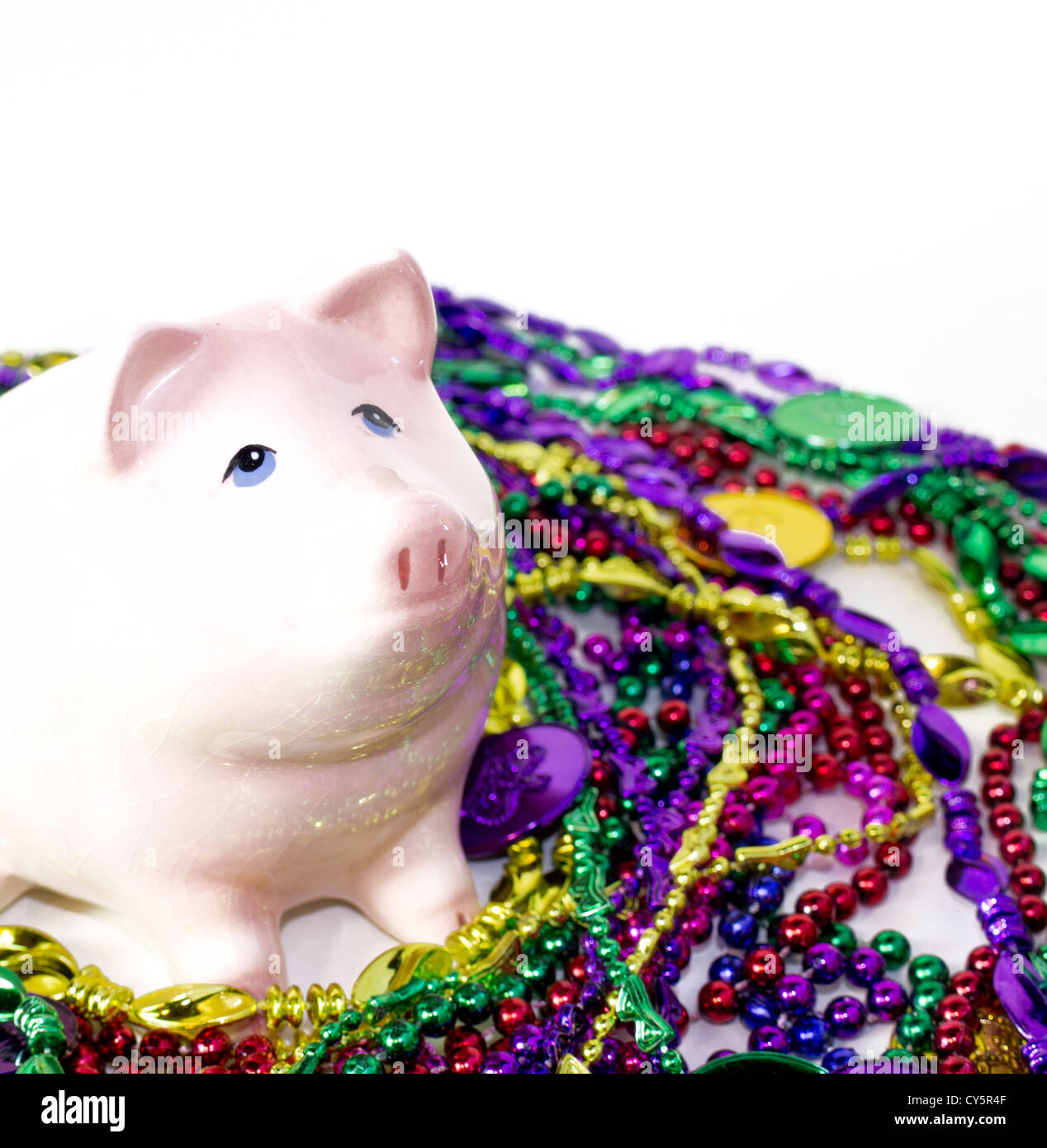 mardi gras beads and coins