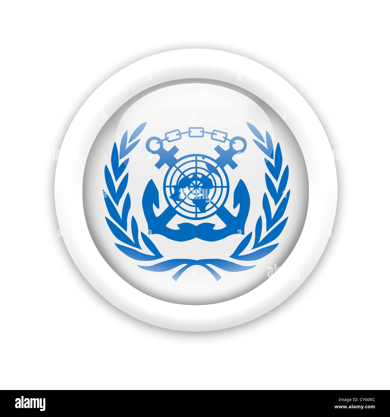IMO International Maritime Organization logo symbol flag Stock Photo