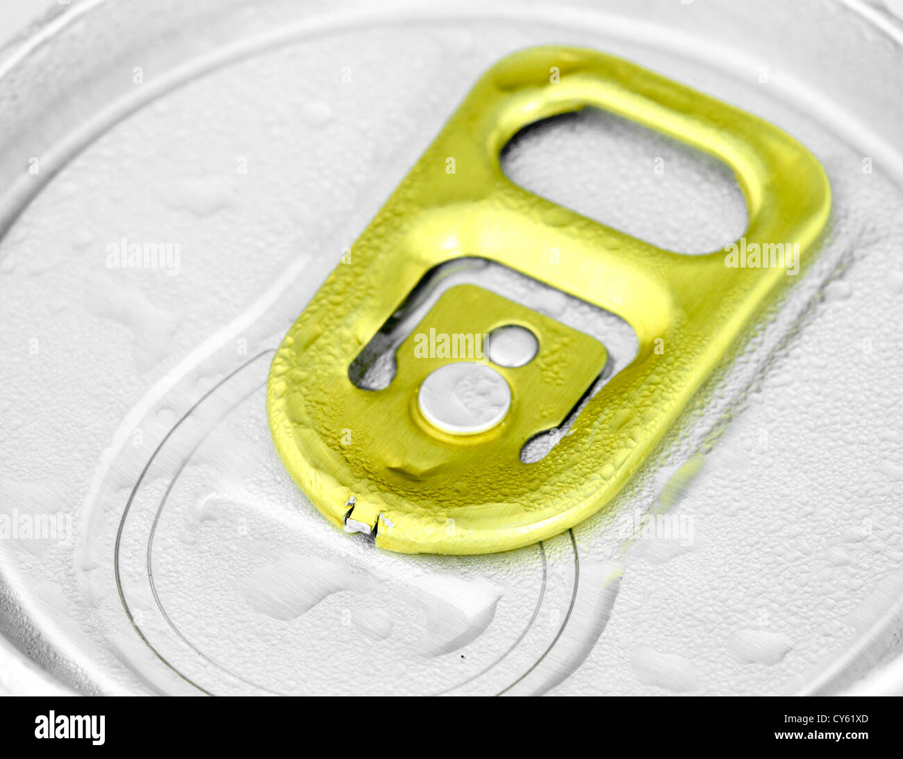 close-up drink can with water drop Stock Photo