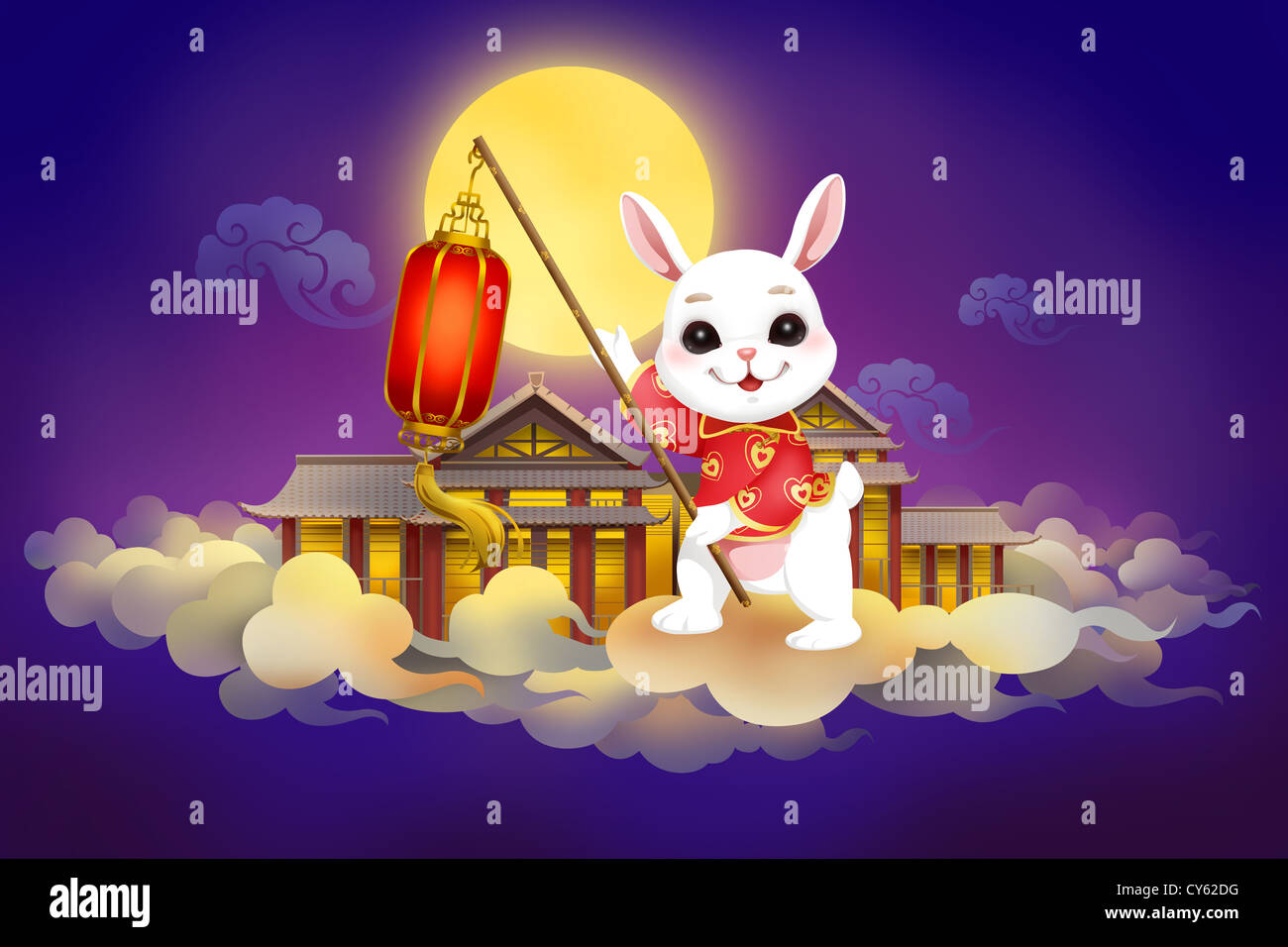Full Moon And Rabbit For Chinese Mid Autumn Festival Stock Photo Alamy