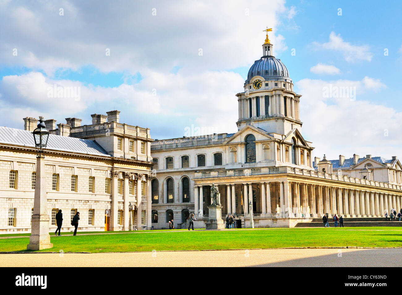Old Royal Naval College (now home to the University of Greenwich and Trinity College of Music), Greenwich, London, UK Stock Photo