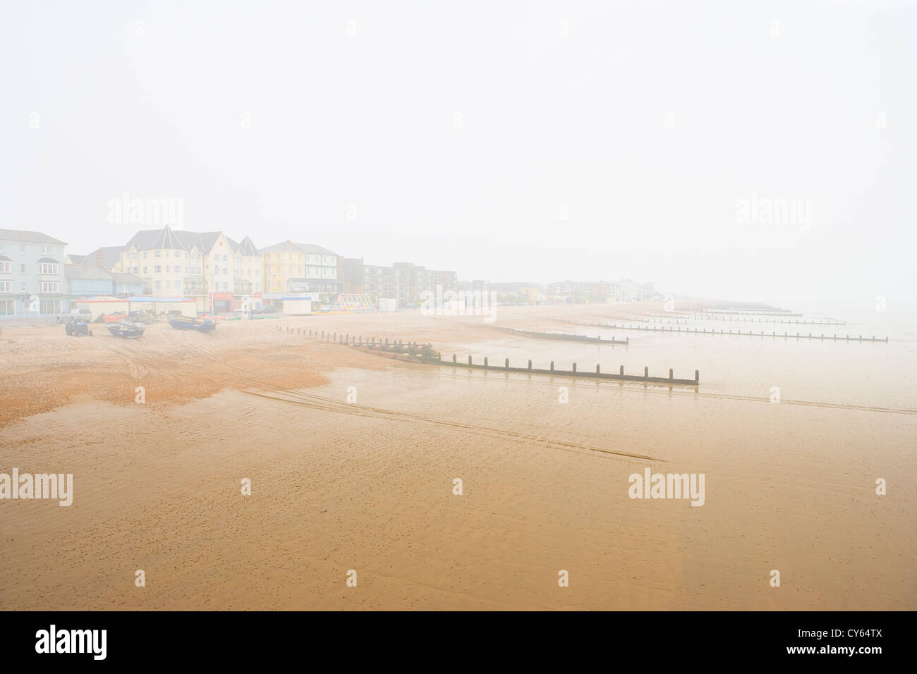 Morning mist at Bognor Regis Sussex UK seafront Stock Photo