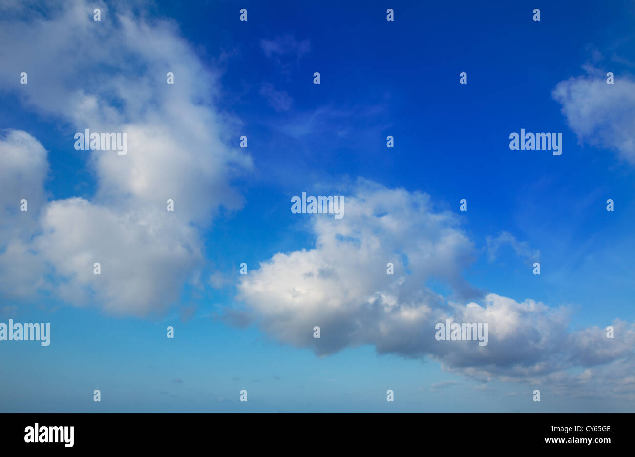 Blue sky with perfec cumulus clouds background Stock Photo