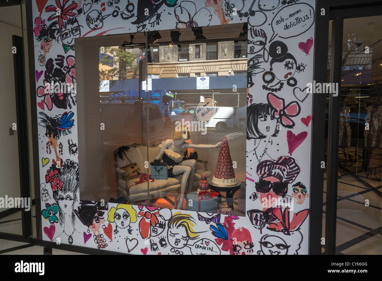 Lanvin store window,  Madison Avenue, Manhattan, New York City , USA Stock Photo