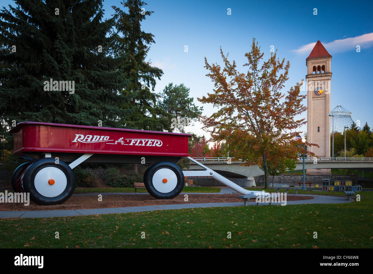 The Spokane clock tower in Riverfront Park in Spokane, Washington Stock Photo