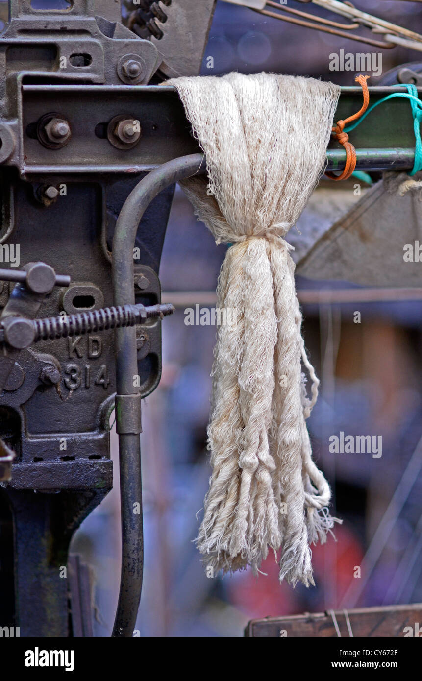 cotton on weaving machine Stock Photo