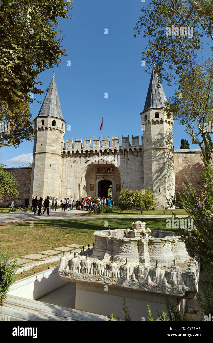 Imperial Gate of the Topkapi Palace at Sultan Ahmet, Fatih, Istanbul, Turkey. Stock Photo
