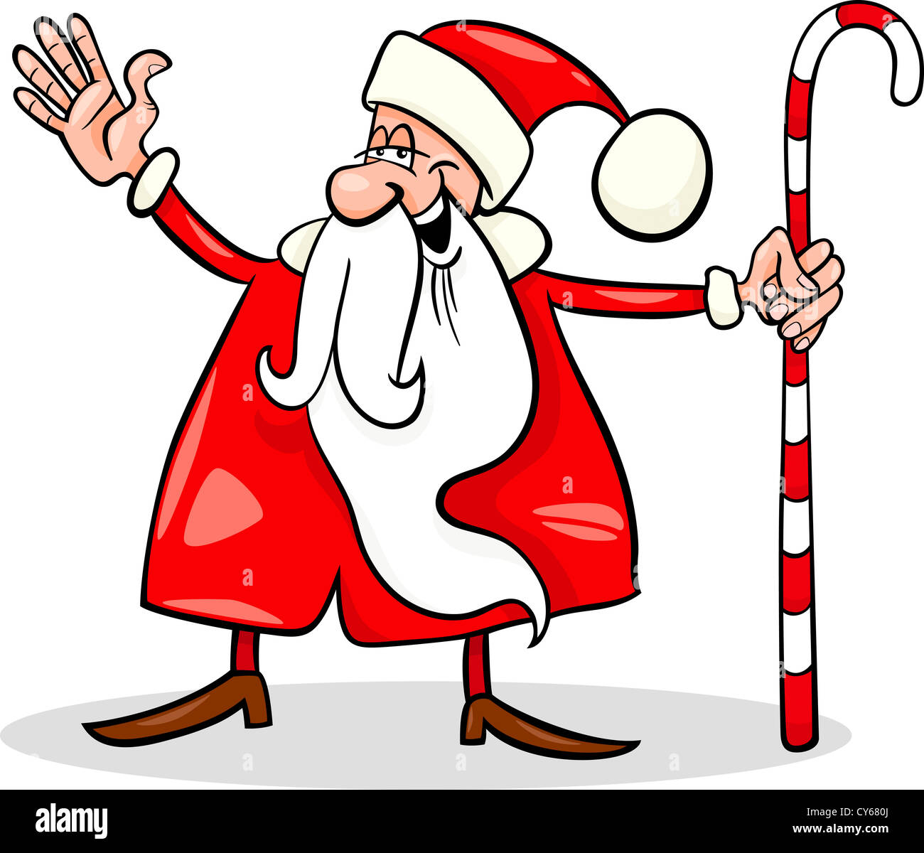 Cartoon Illustration of Funny Santa Claus or Papa Noel with Christmas ...