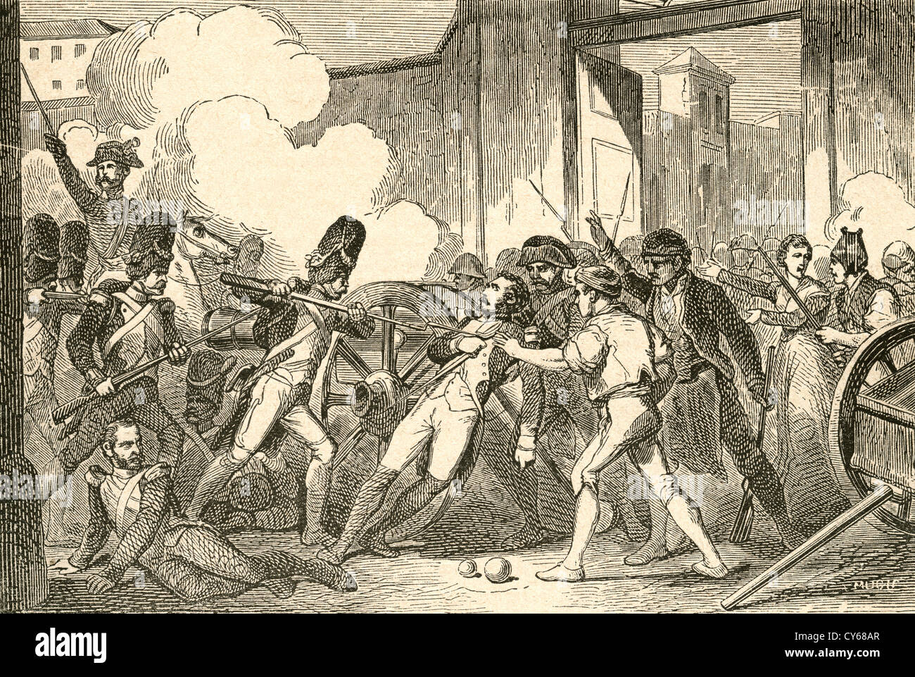 The death of Pedro Velarde y Santillán, 1779 – May 2, 1808, at the Monteleon Artillery barracks  during the Peninsula War. Stock Photo