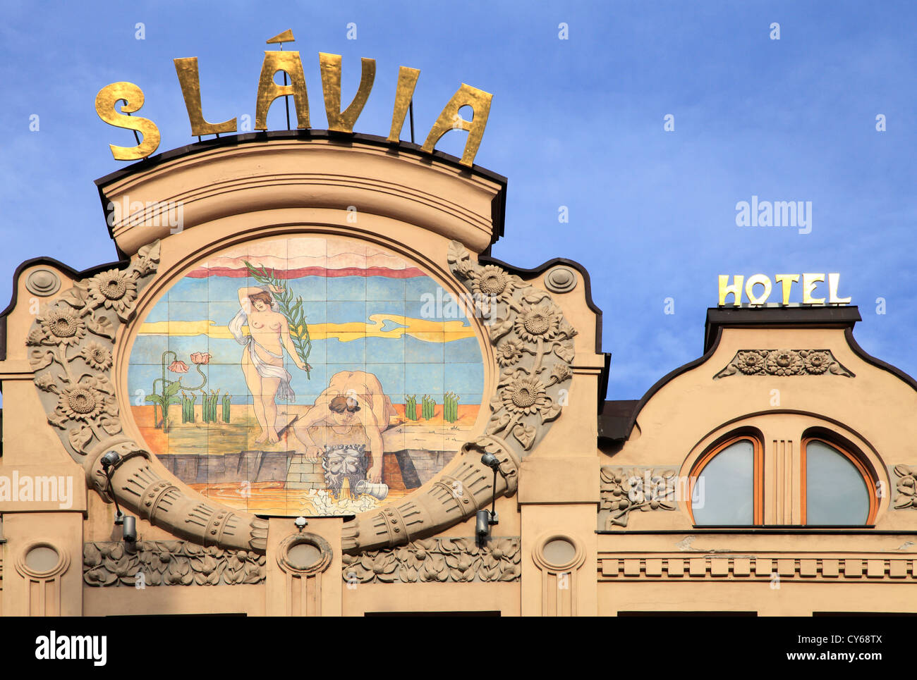 Slovakia, Kosice, Slavia Hotel, historic architecture, Stock Photo