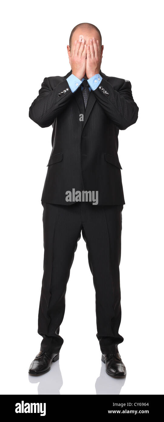 businessman cover his face with hands Stock Photo Alamy