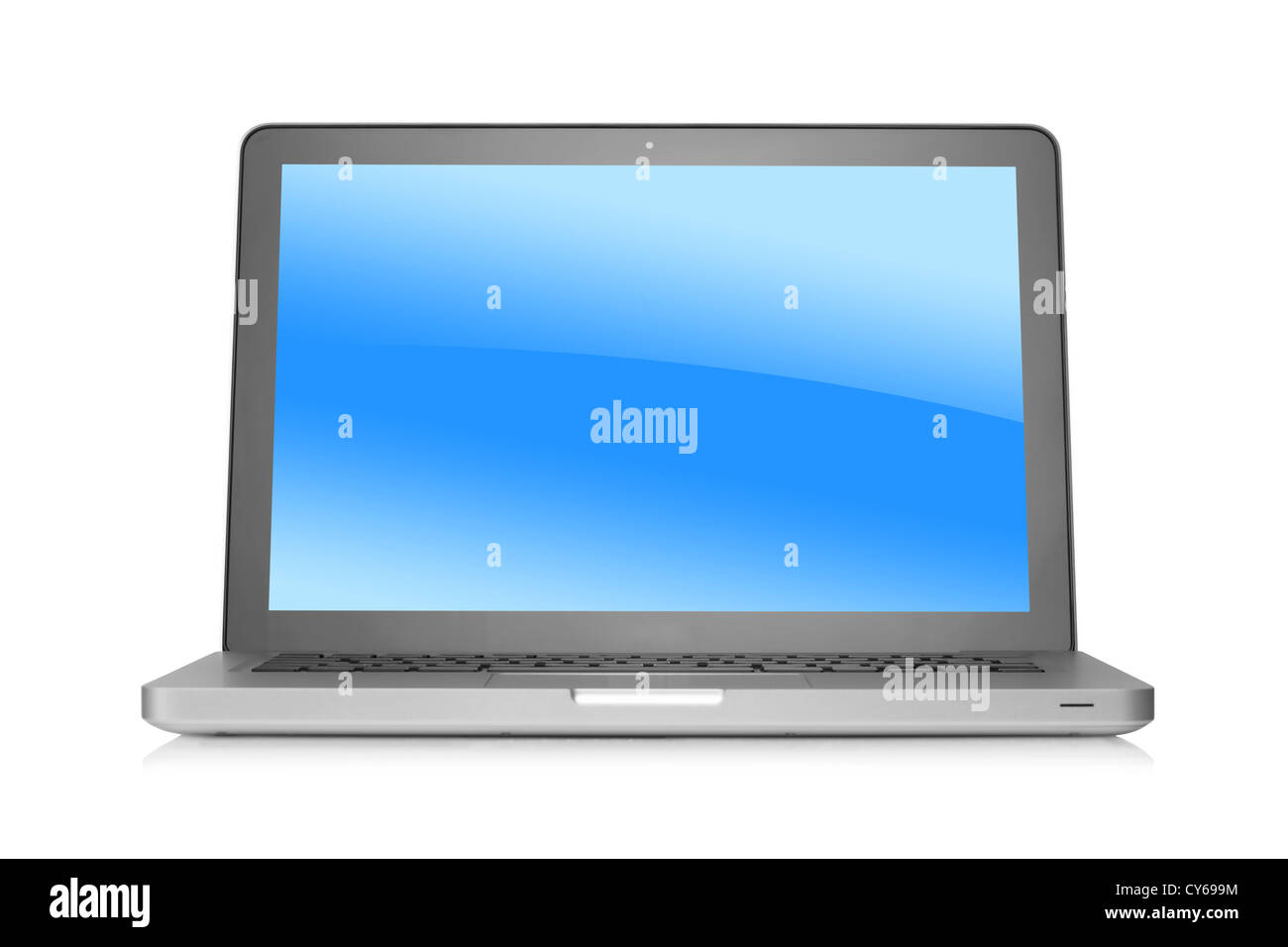 Laptop with gradient background on desktop. Isolated on white ...