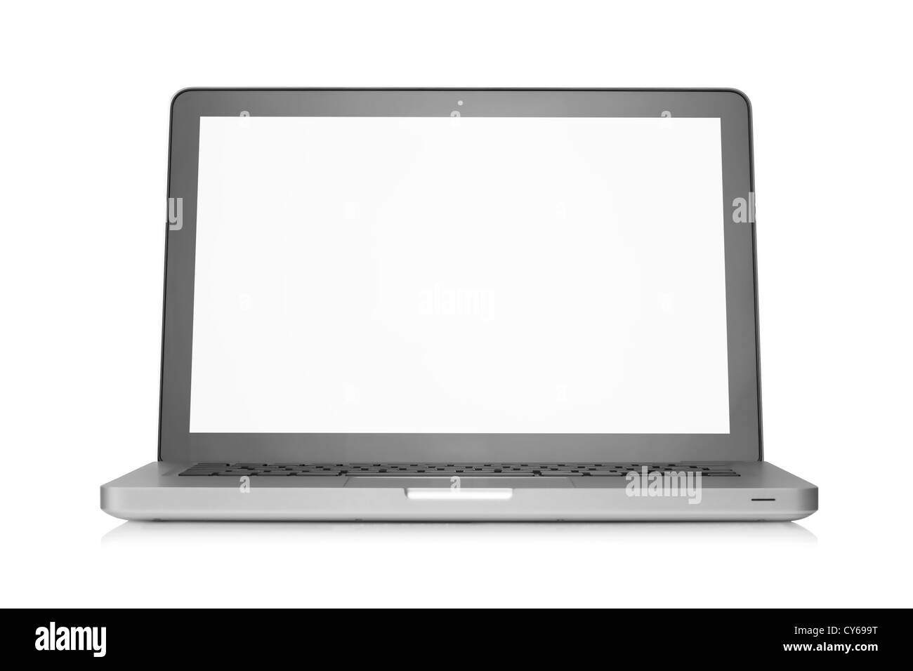 Laptop with blank white screen. Isolated on white background Stock