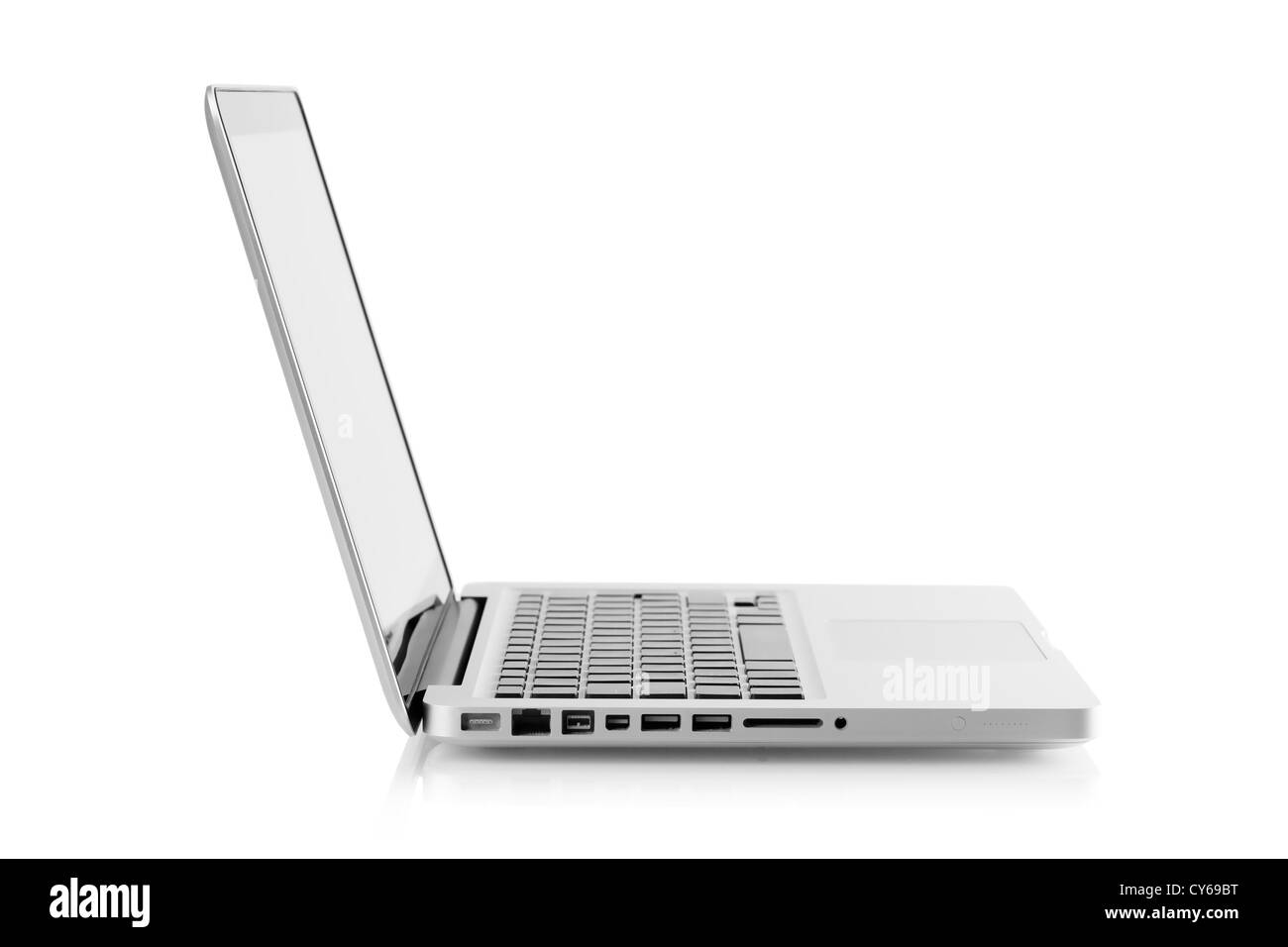 Aluminum laptop with glossy screen. Isolated on white background Stock Photo Alamy