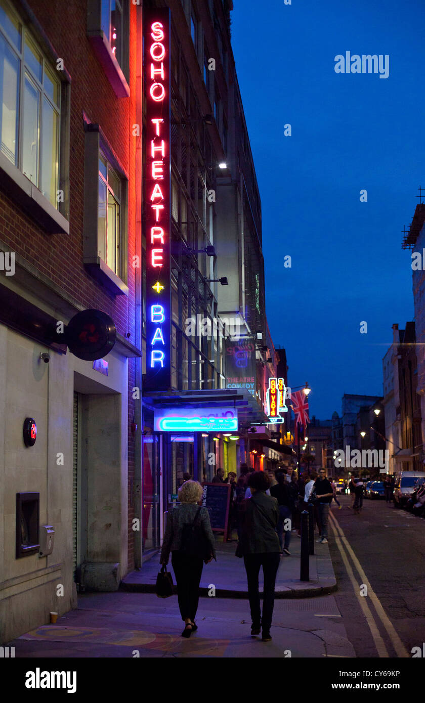 Evening street scene in Soho, London, England, UK. Stock Photo