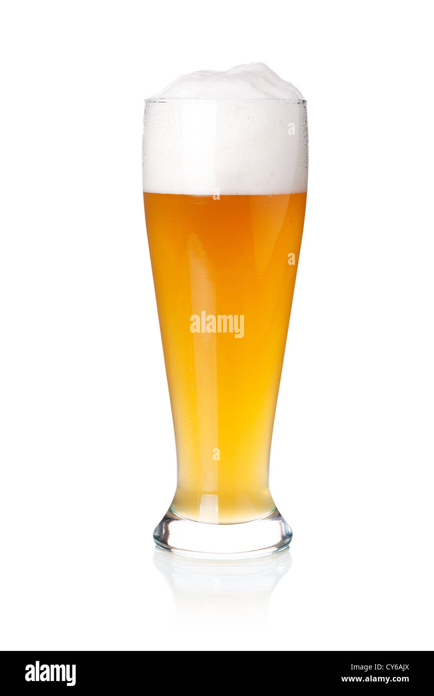 Beer collection - Cold white beer in glass. Isolated on white background Stock Photo