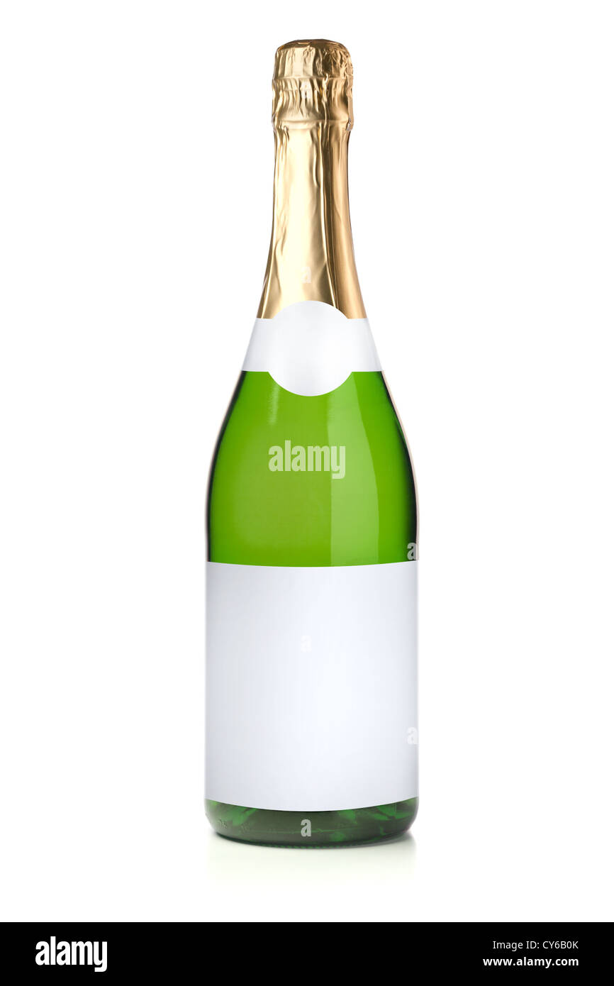 Green champagne bottle. Isolated on white background Stock Photo - Alamy