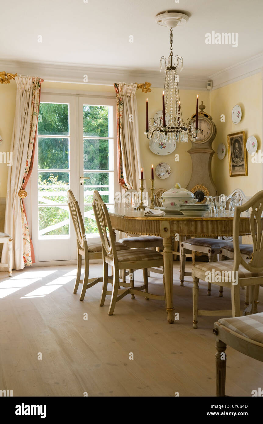 dining room in German farmhouse restoration dating from 1820s Stock Photo