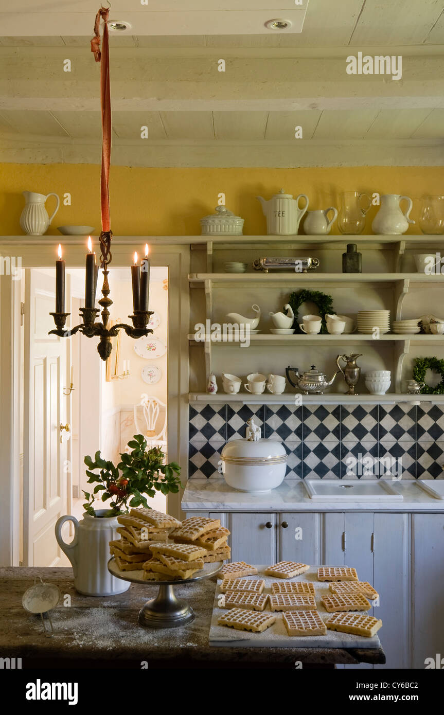 Kitchen in German farmhouse restoration dating from 1820s Stock Photo