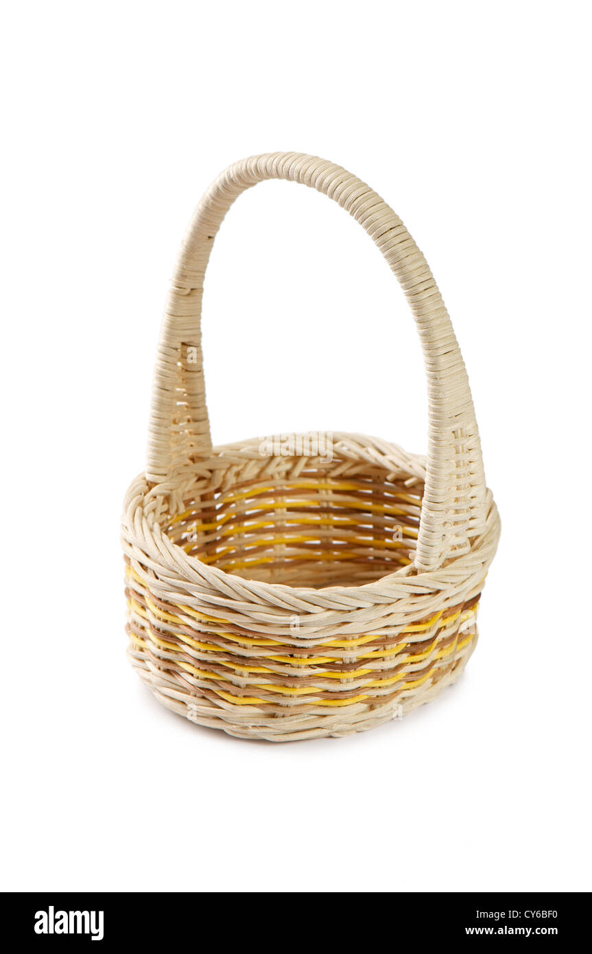 wicker basket isolated on white background Stock Photo