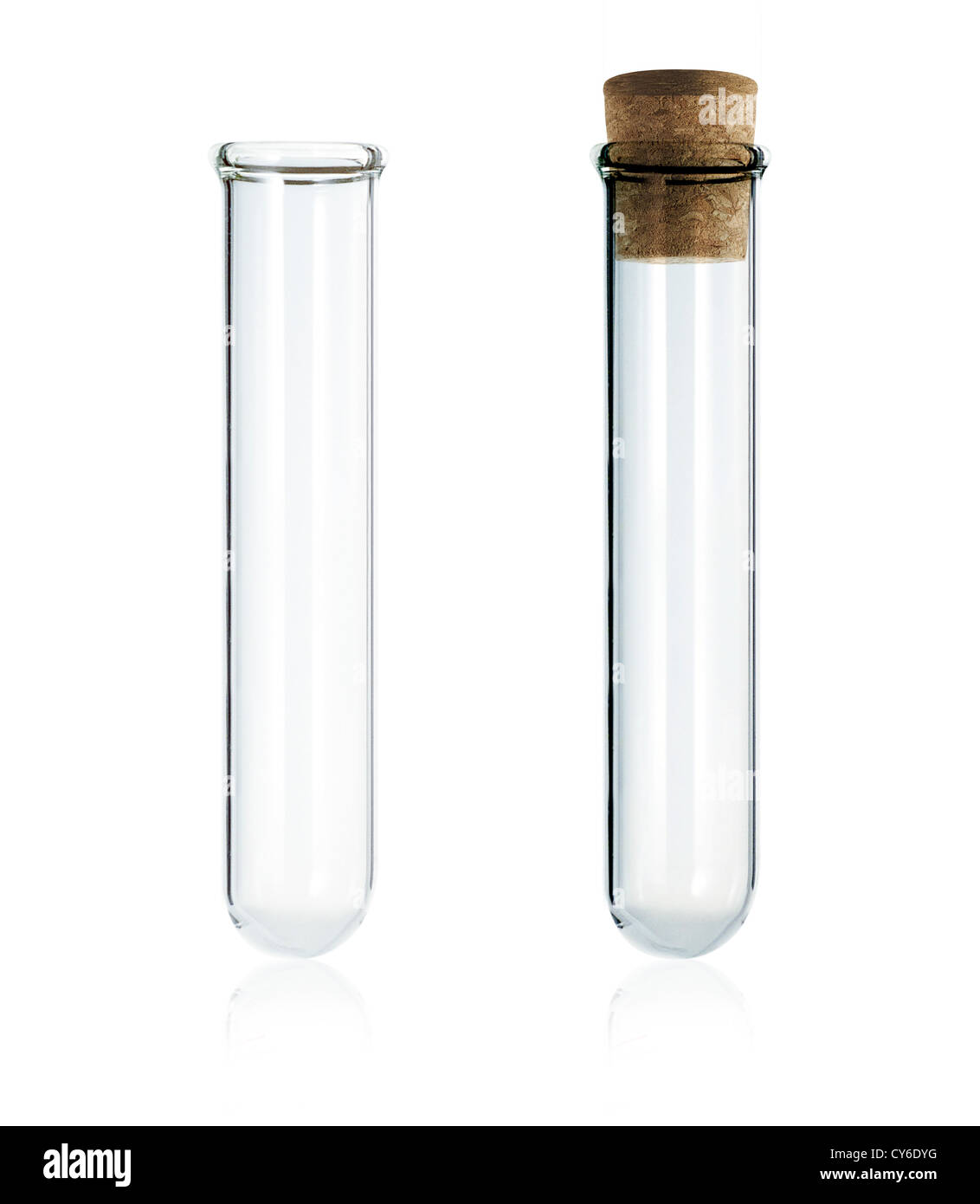 empty laboratory test tube with cork isolated on white background Stock Photo