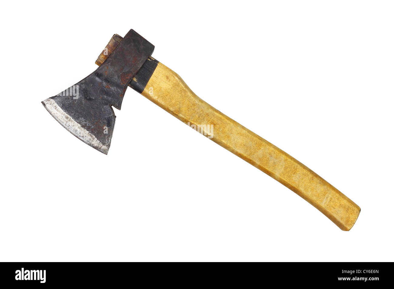 Carpenter ax with a wood handle isolated on white Stock Photo