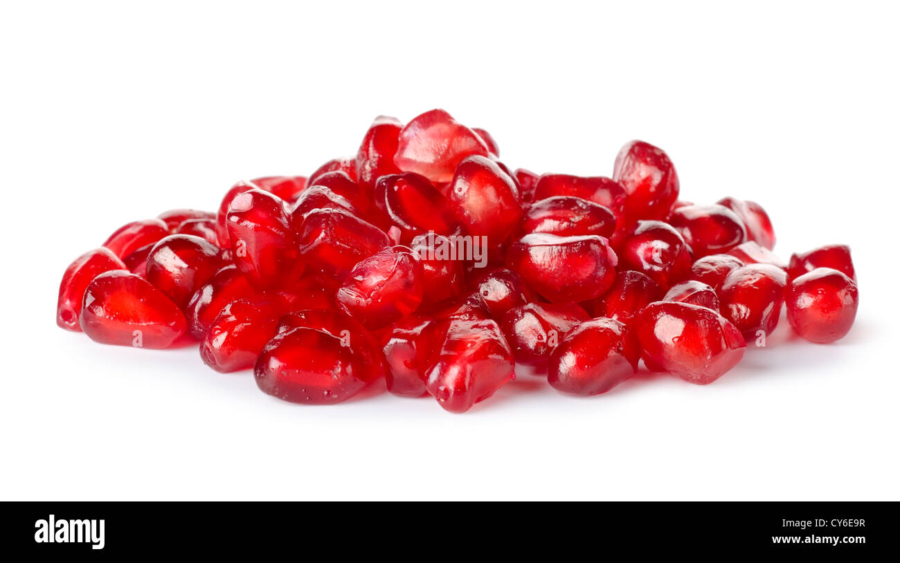 Pomegranate seeds isolated on a white background Stock Photo