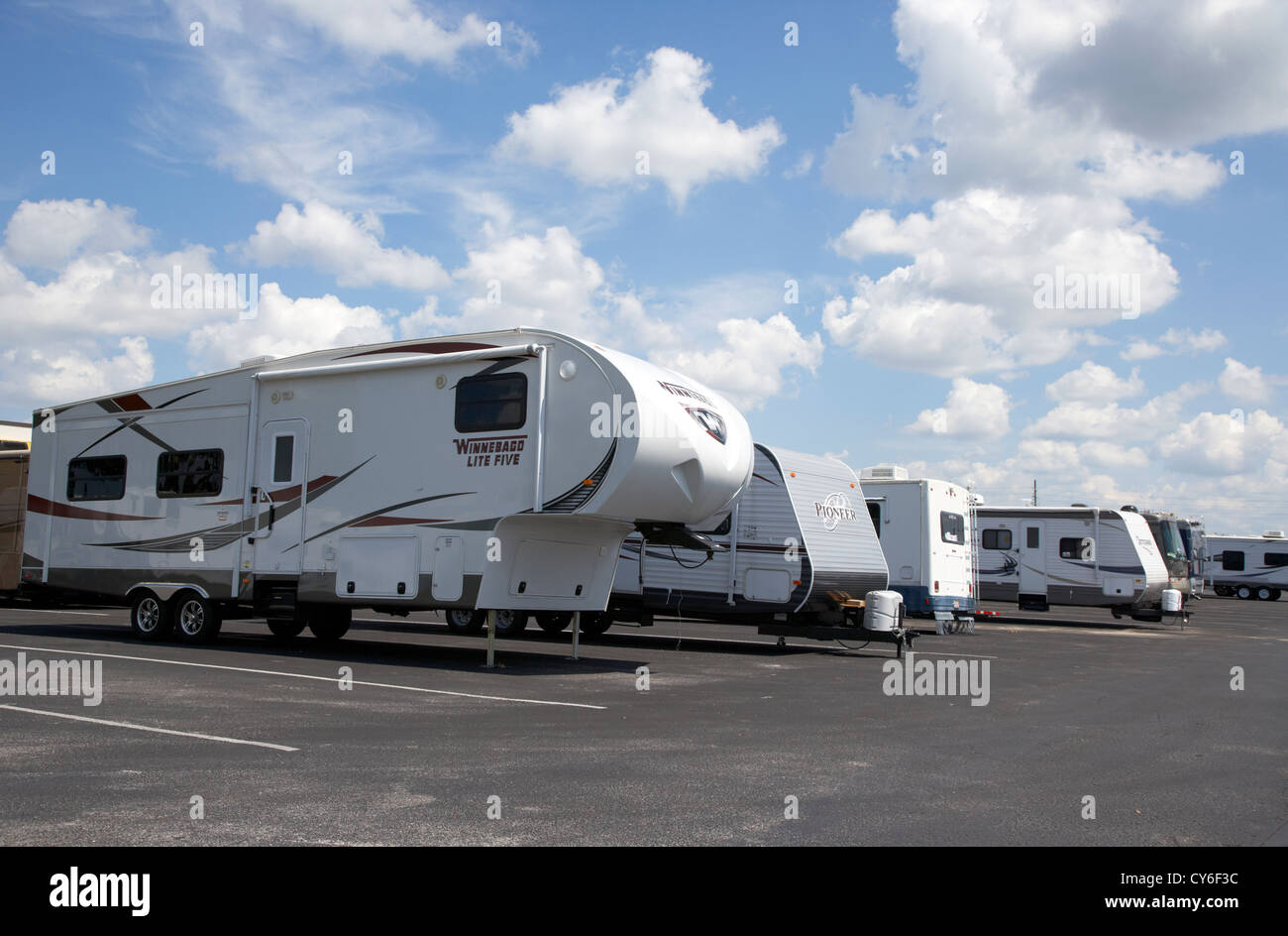 rvs for sale on a lot in florida usa Stock Photo