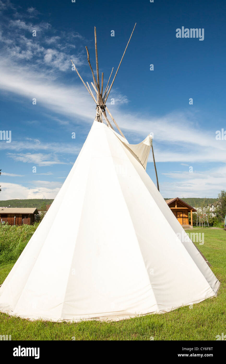 An old preserved First Nation wigwam in the museum in Fort McMurray, Alberta, Canada. Stock Photo