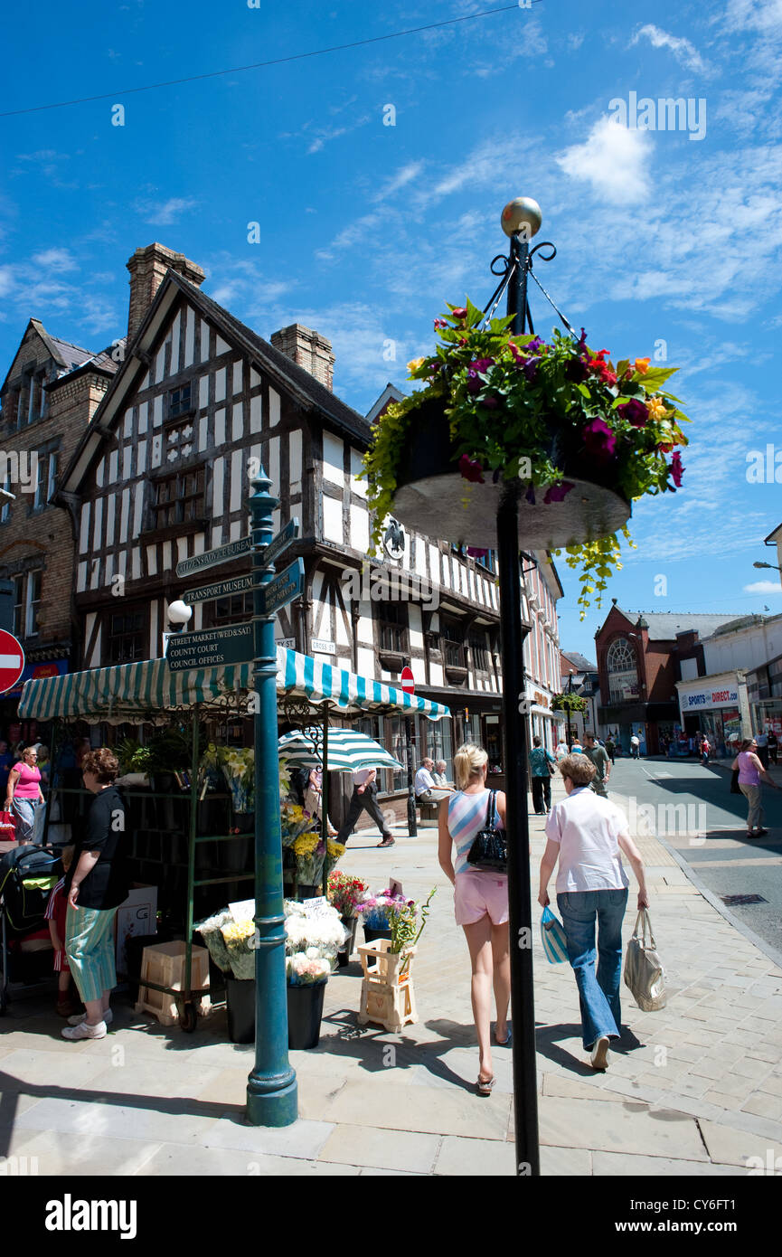 Oswestry market stalls, Shropshire, England Stock Photo