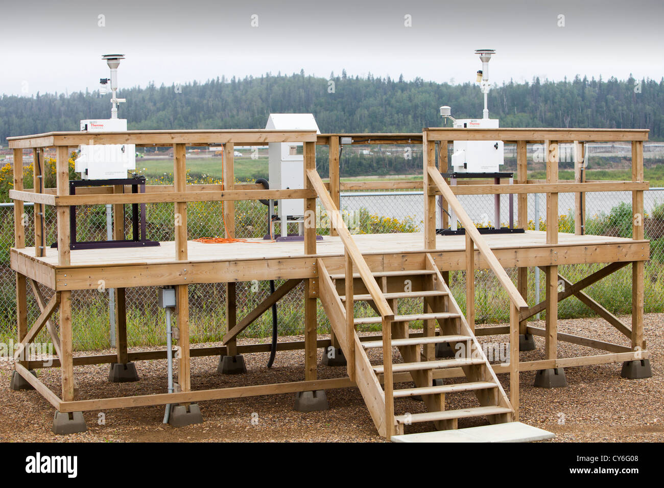 An air quality monitoring station in Fort McMurray, Alberta Canada