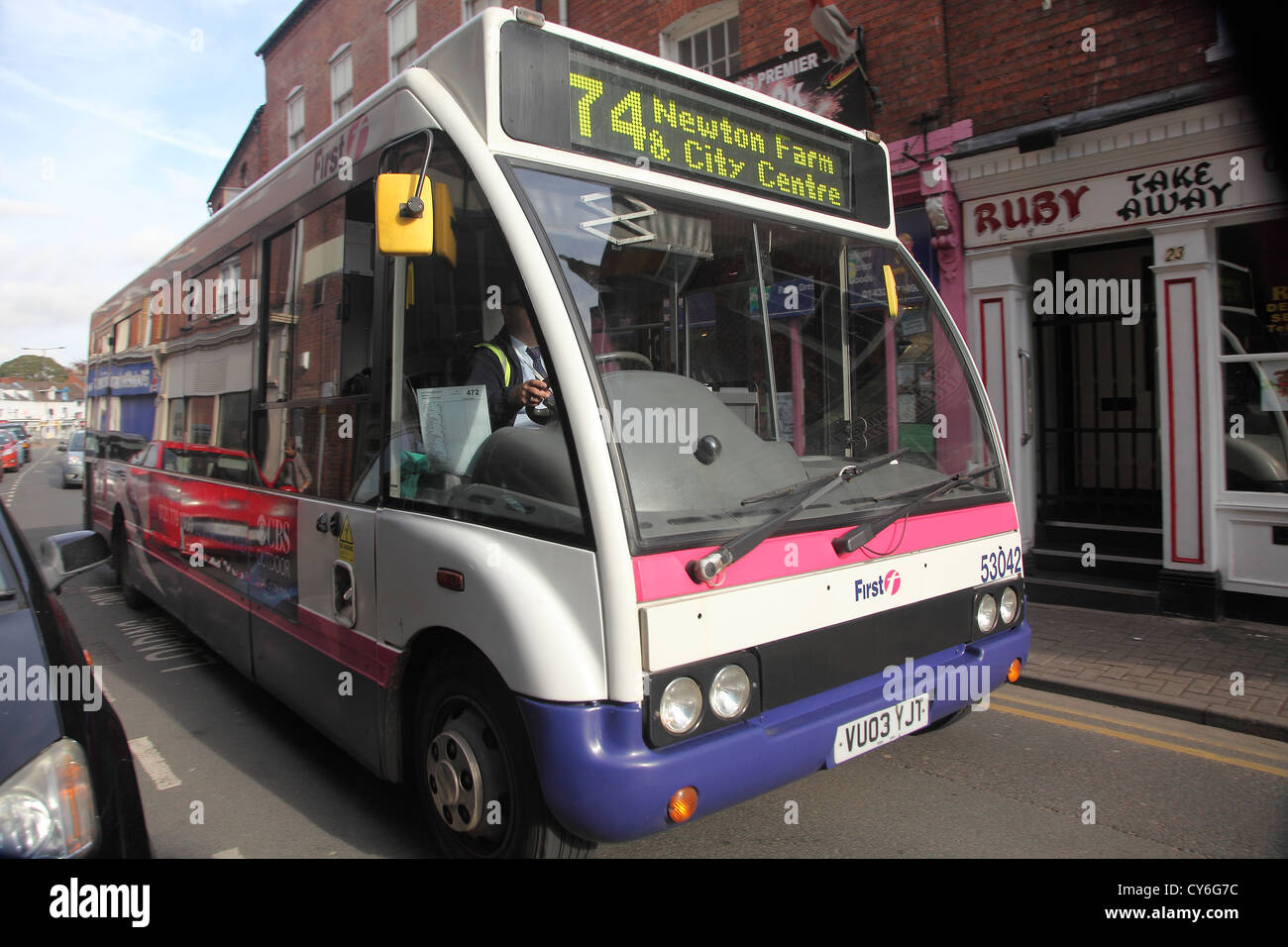Hereford bus service operated by First group , October 2012 Stock Photo