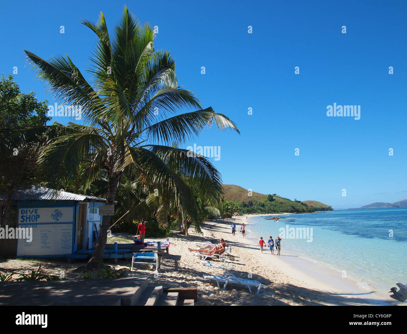 The beach of Mana Island in Fiji Stock Photo Alamy