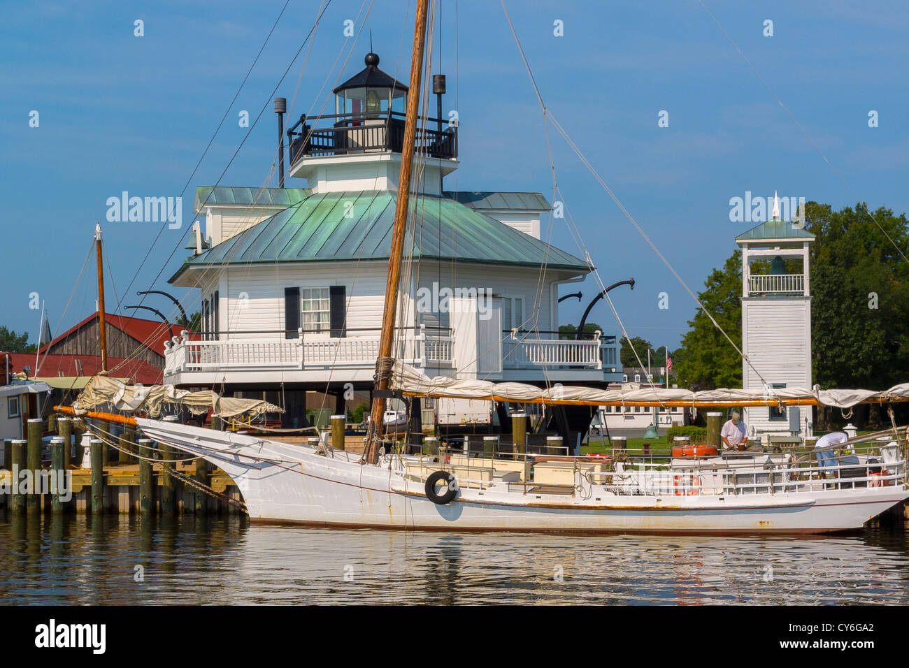 Chesapeake Bay Maritime Museum, St. Michaels, Maryland: Hooper Strait Lighthouse (1879) Stock Photo