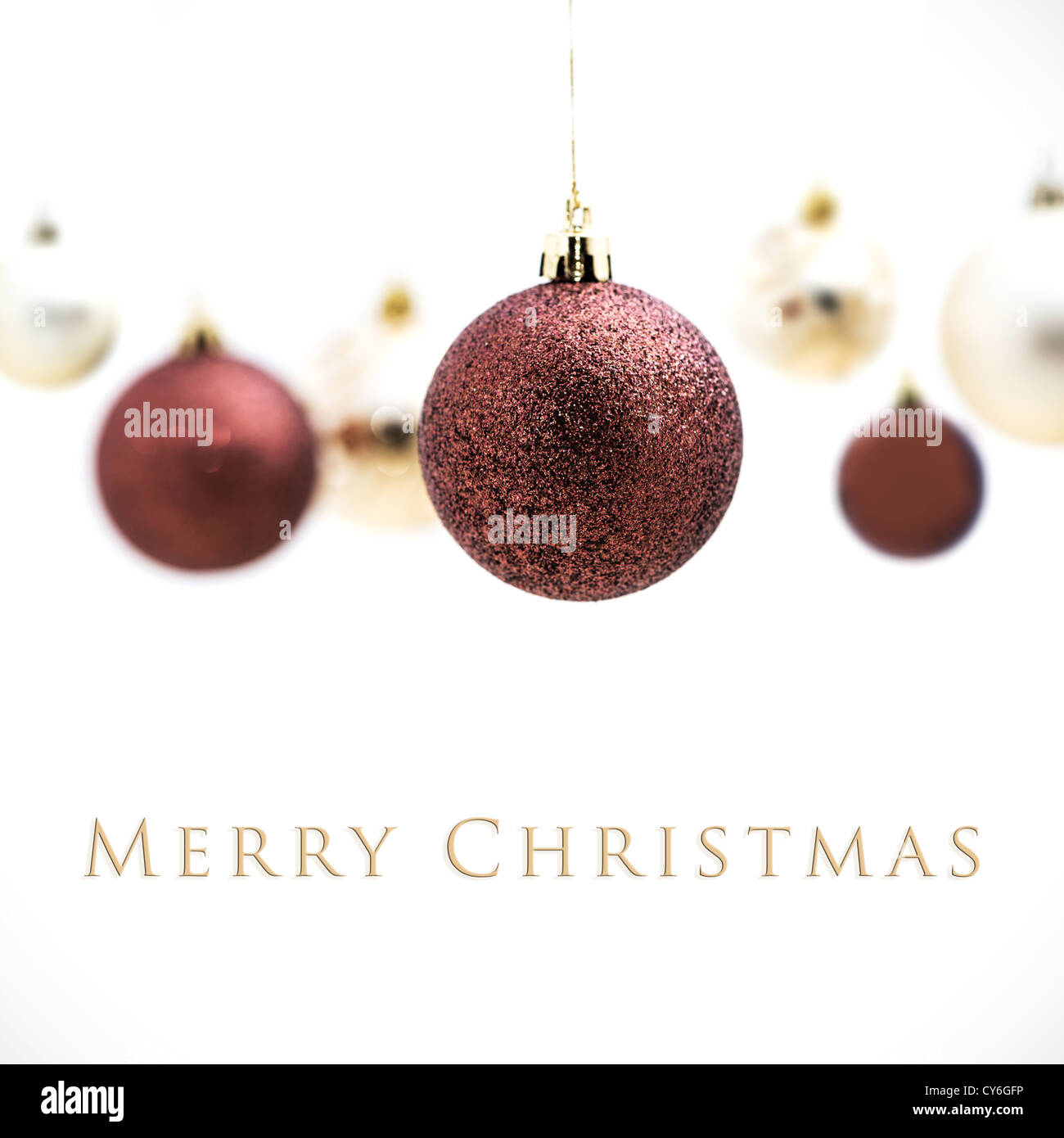 Christmas card  - Christmas balls isolated on white background with vignette Stock Photo