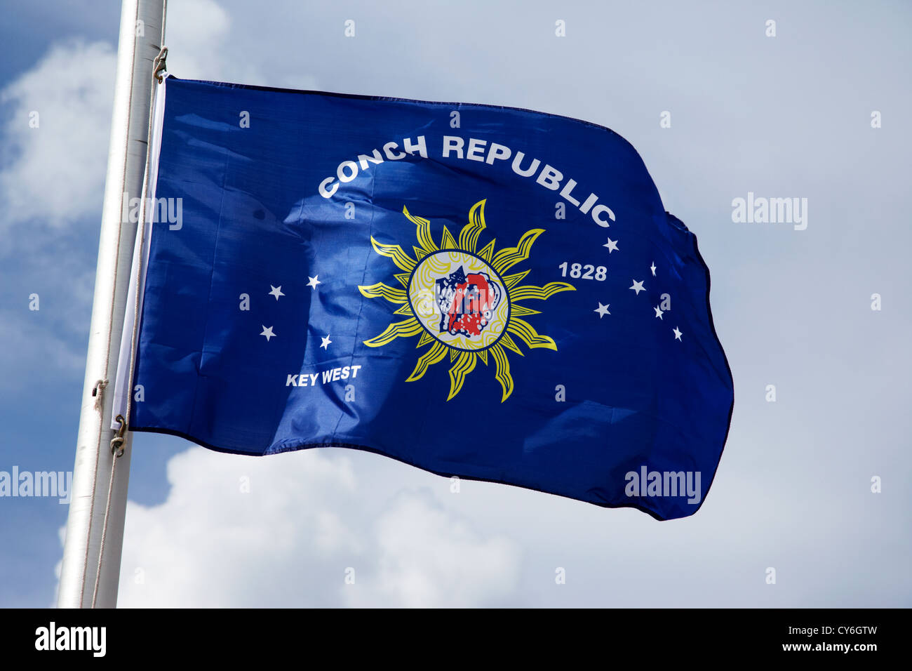 conch republic flag flying key west florida usa Stock Photo