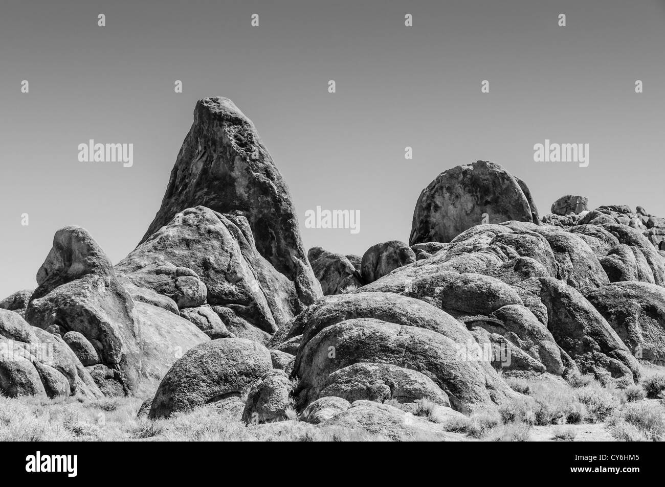 Alabama hills california black and white hi-res stock