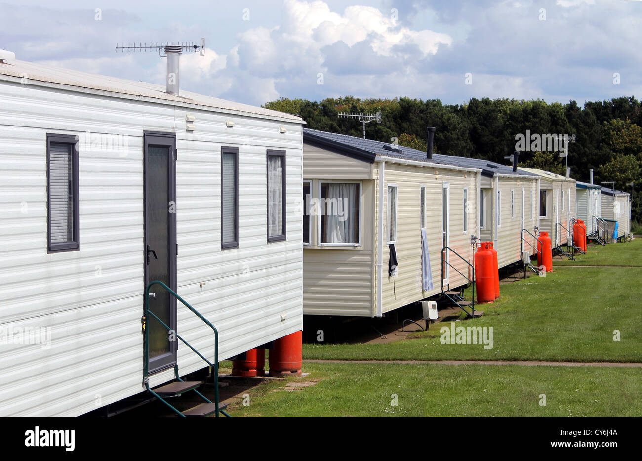 Static caravans in trailer park. Scarborough, England. Stock Photo