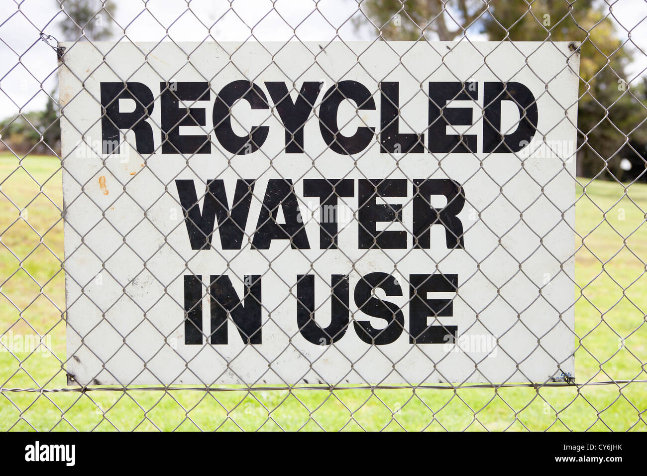 "Recycled water in use" sign Stock Photo Alamy