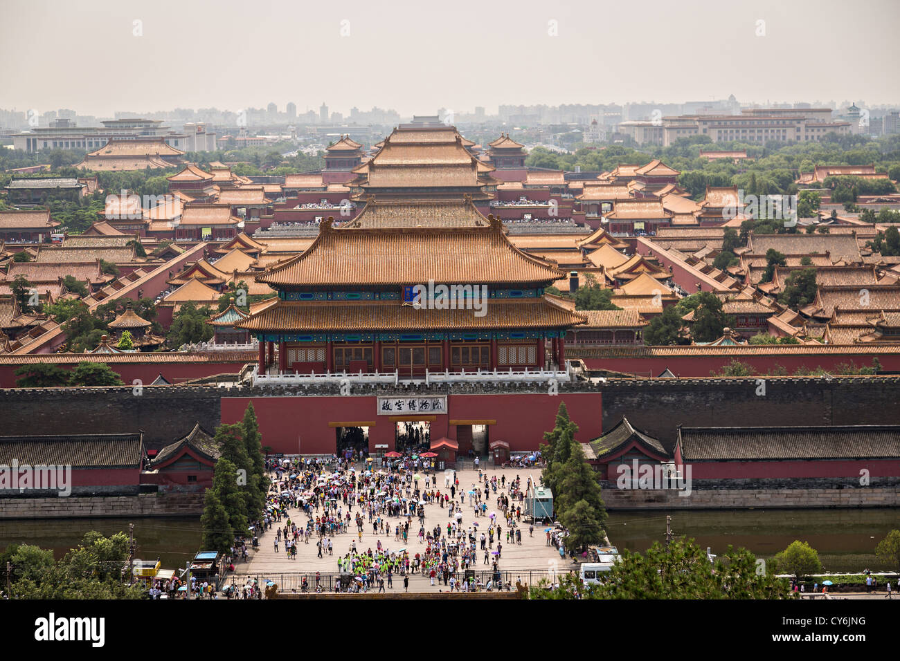 Aerial view of the Forbidden City as seen from Prospect Hill in Jing Shan Park during summer in Beijing, China Stock Photo