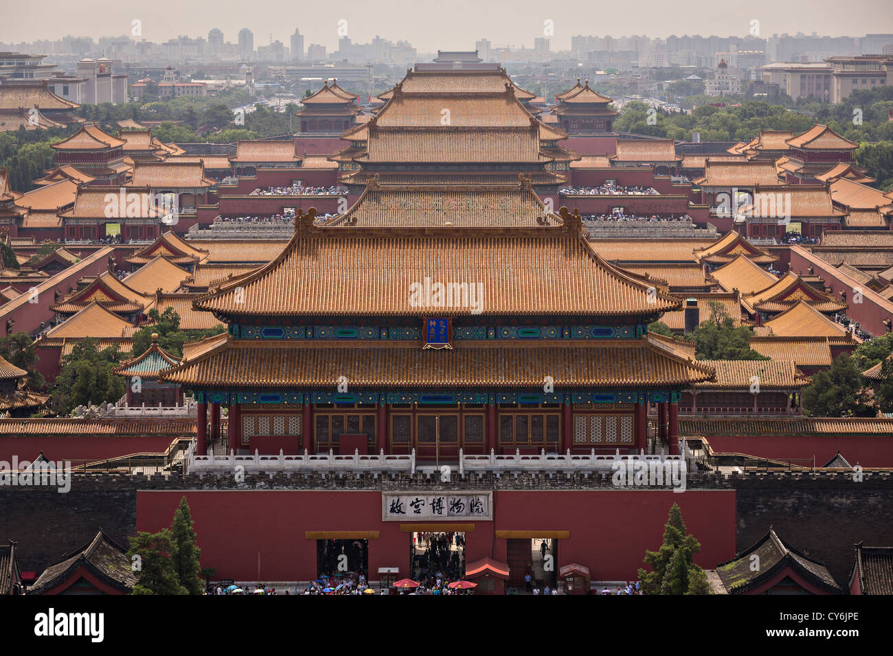 Aerial view of the Forbidden City as seen from Prospect Hill in Jing Shan Park during summer in Beijing, China Stock Photo