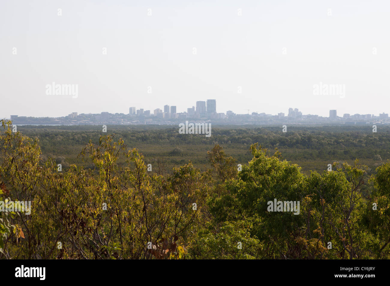 View of Darwin city from Charles Darwin National park, Northern Territory, Australia. Stock Photo