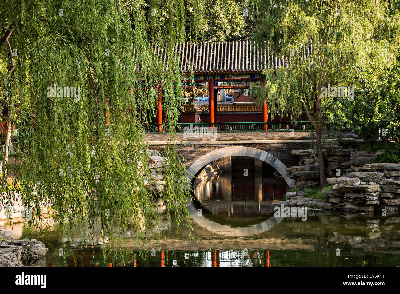Traditional Chinese pavilion in Zhongshan Park in Beijing, China Stock Photo
