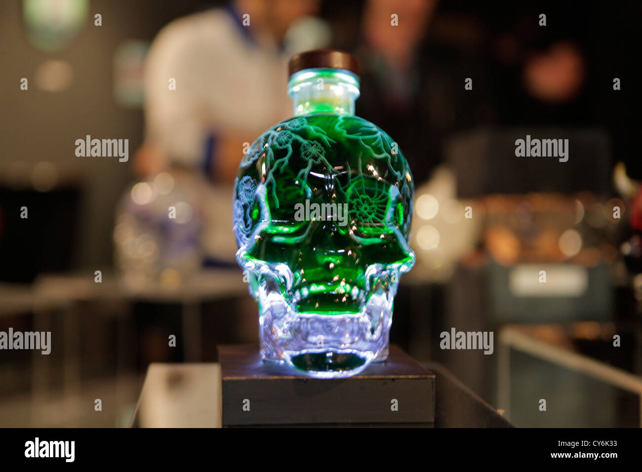 Decorated Crystal Head vodka bottle at a charity auction in Perth
