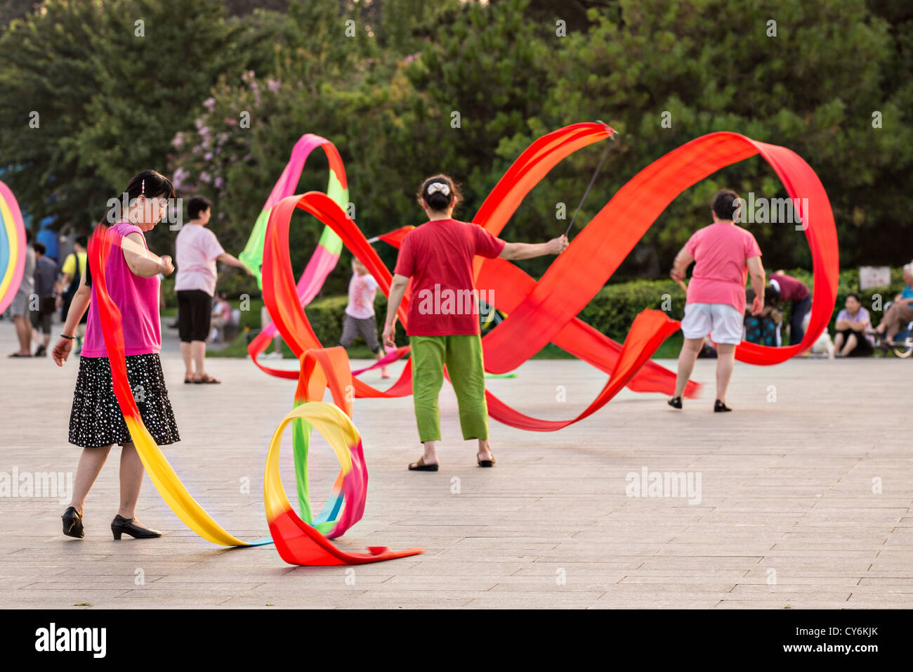 Women practice ribbon dancing at the National Centre for Performing