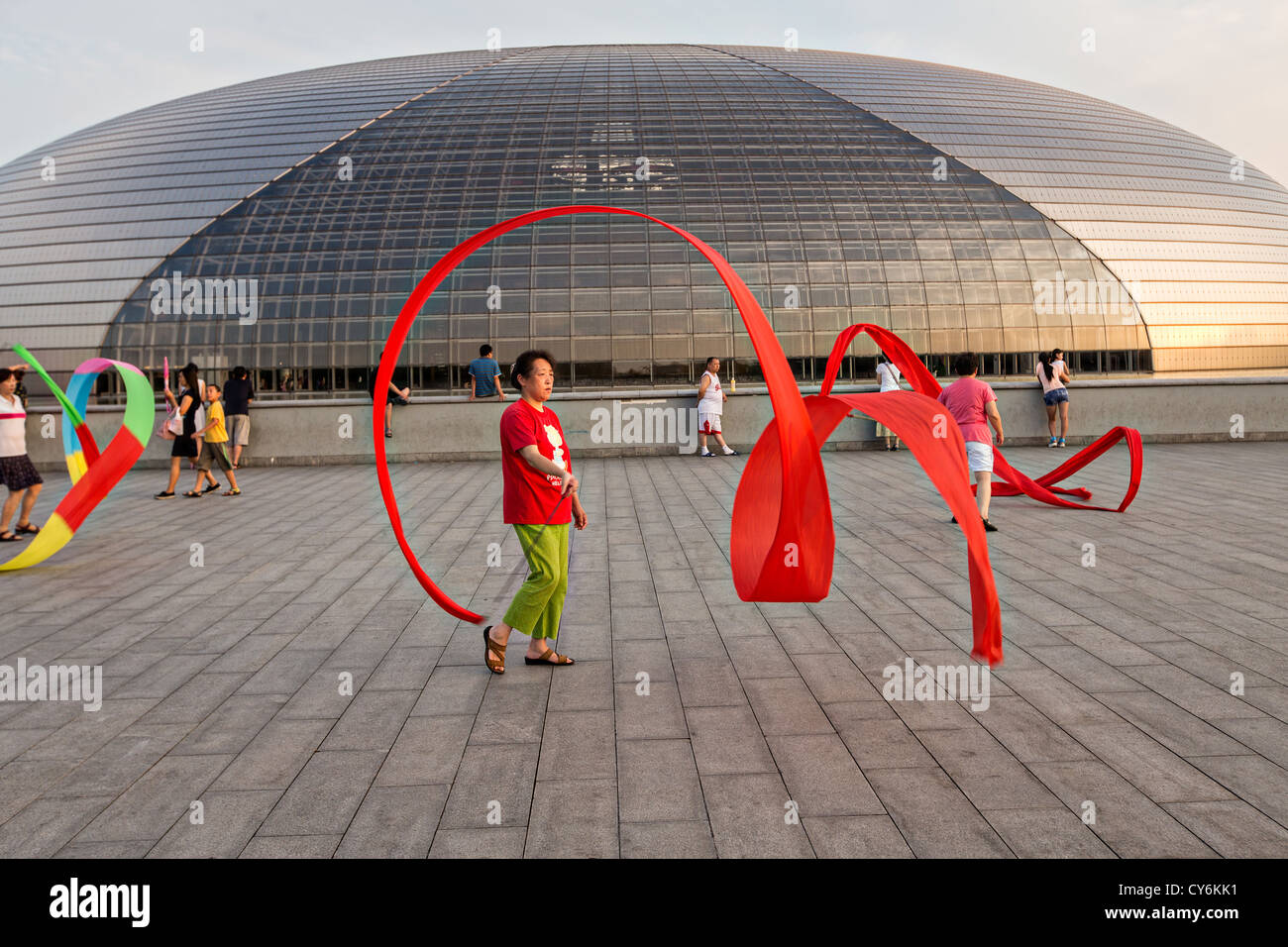 Women practice ribbon dancing at the National Centre for Performing ...